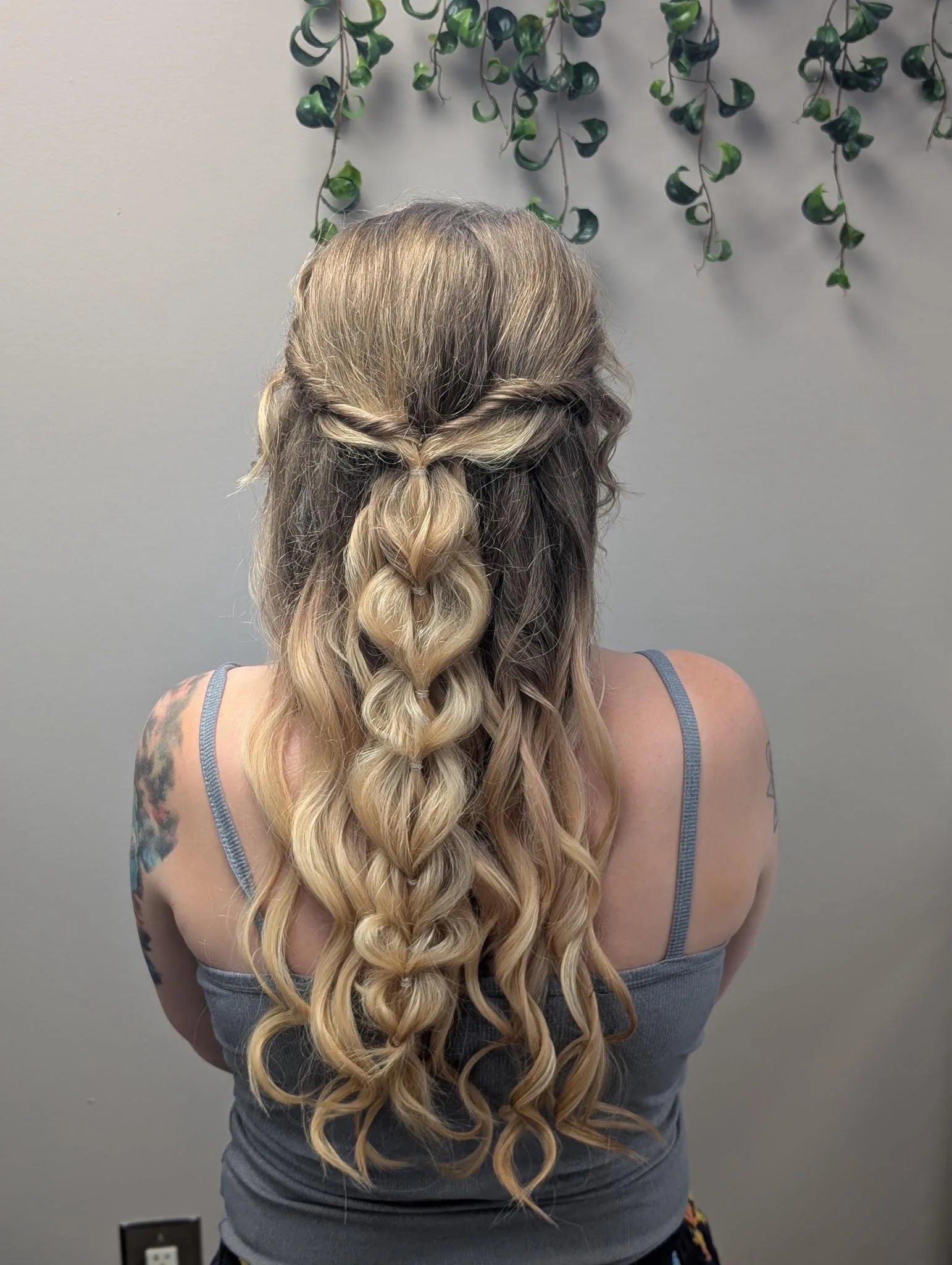 Boho braid with curls